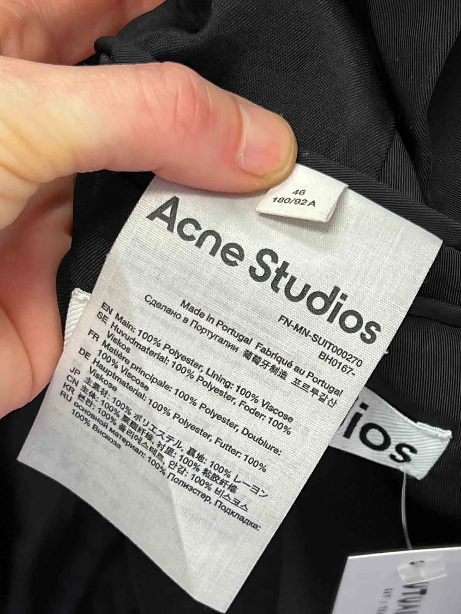 Size S/M - Acne Studios Black Single Breasted Suit Jacket