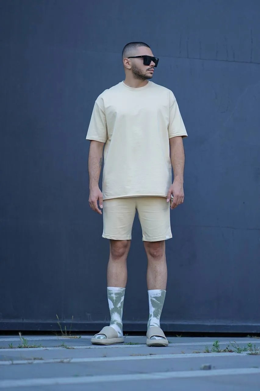 Sneakerjeans Cream Shorts Jogger Set ES93