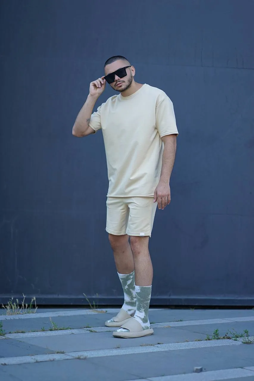 Sneakerjeans Cream Shorts Jogger Set ES93