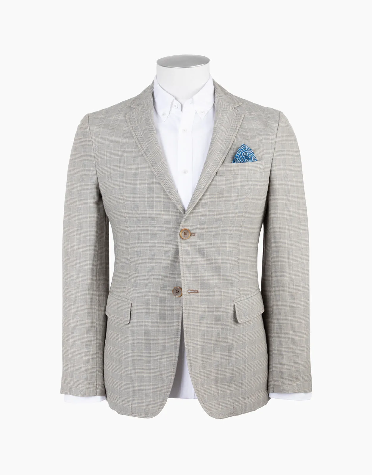 Split Beige & Grey Check Blazer