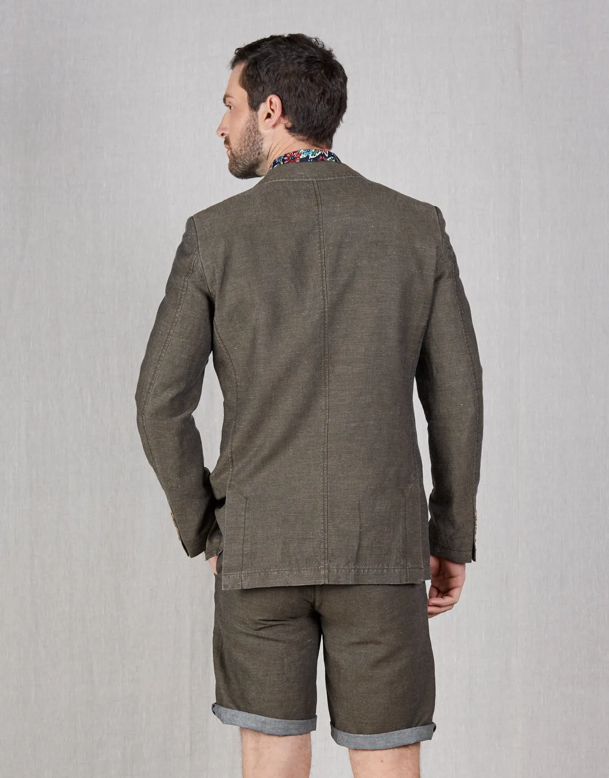 Split Brown Birdseye Blazer