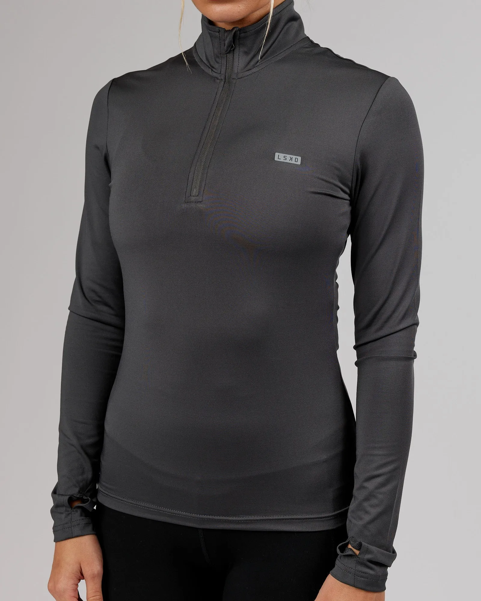 Streamlined 1/4 Zip Active LS Top - Asphalt