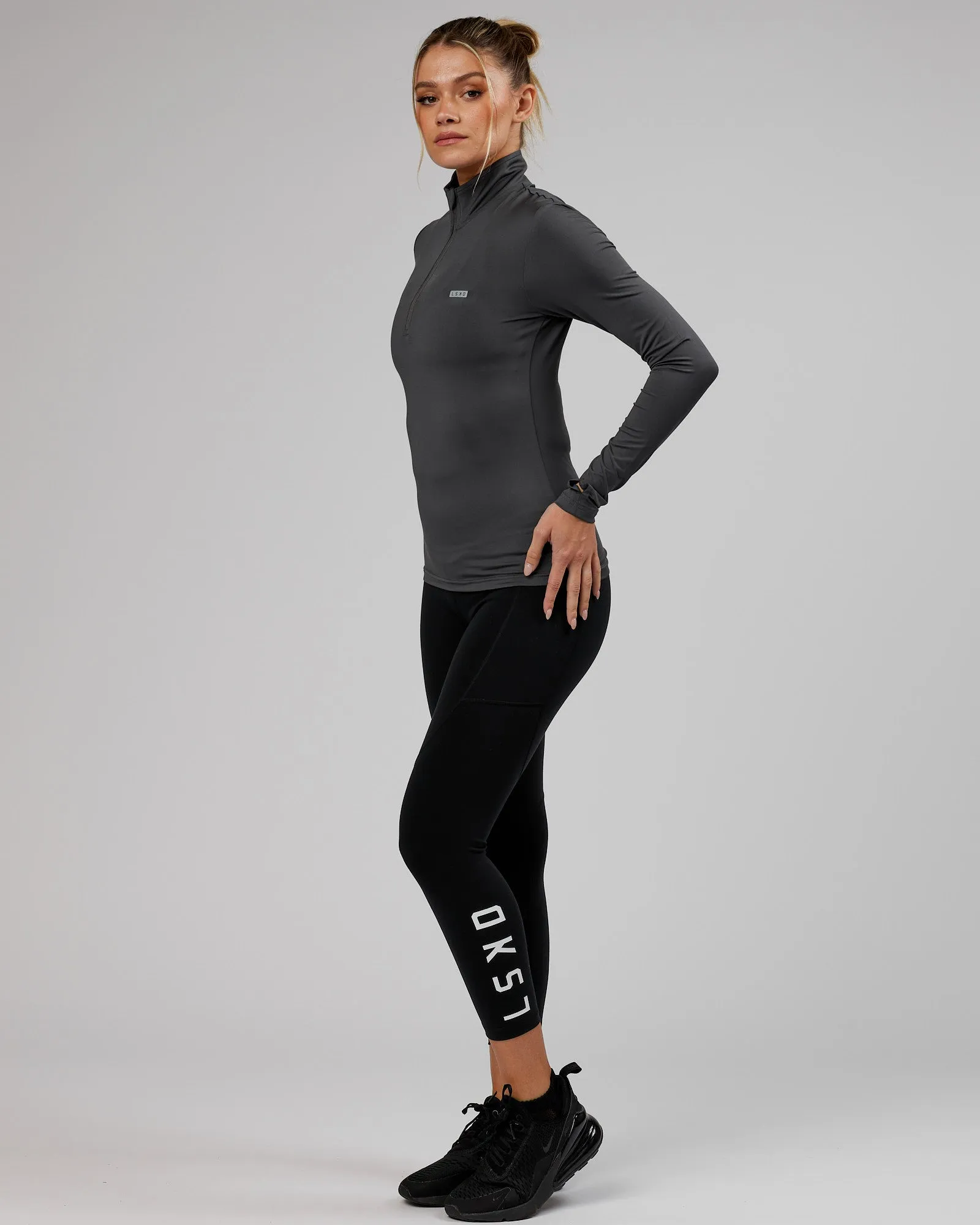 Streamlined 1/4 Zip Active LS Top - Asphalt