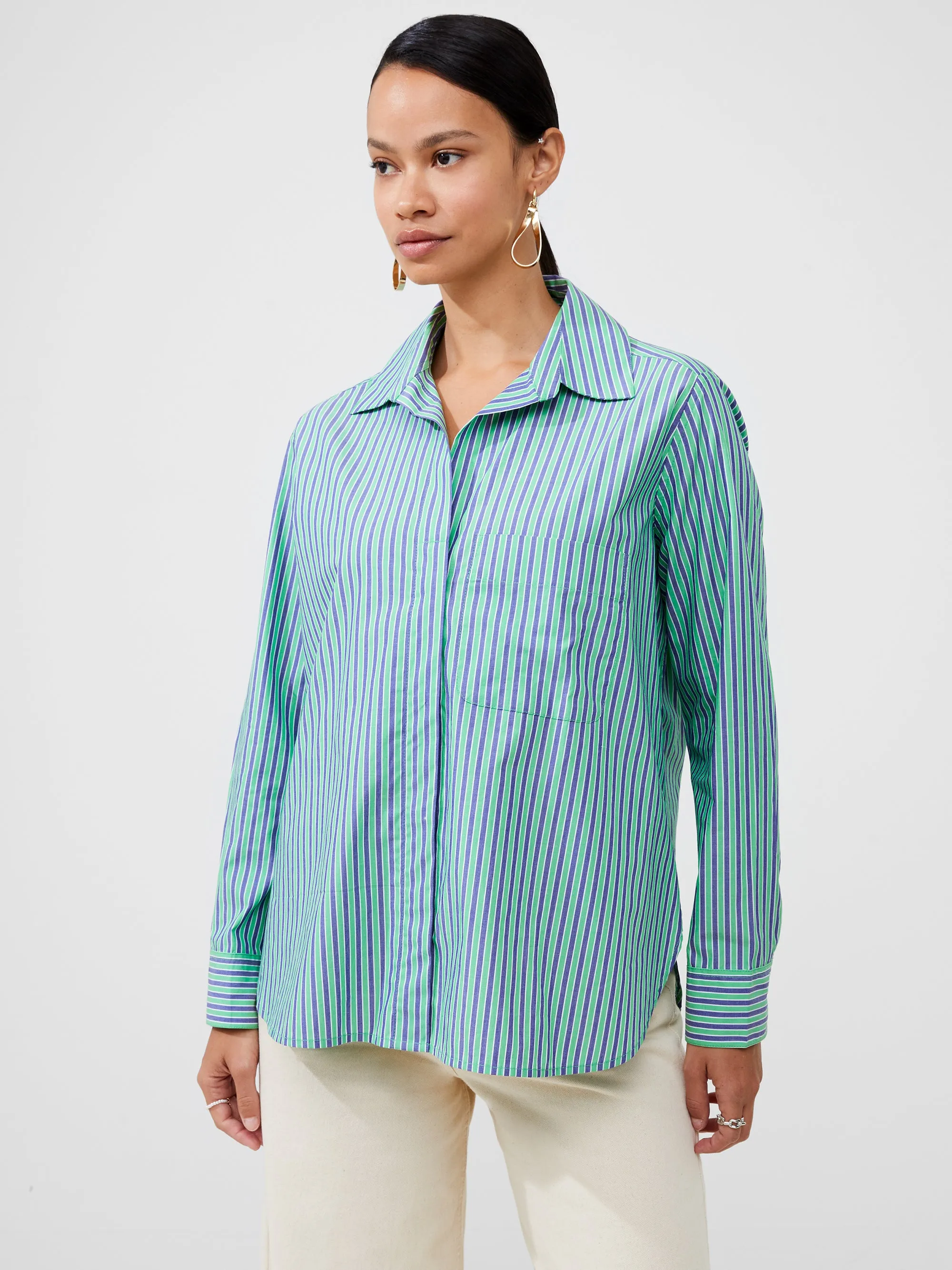 Stripe Poplin Boyfriend Shirt