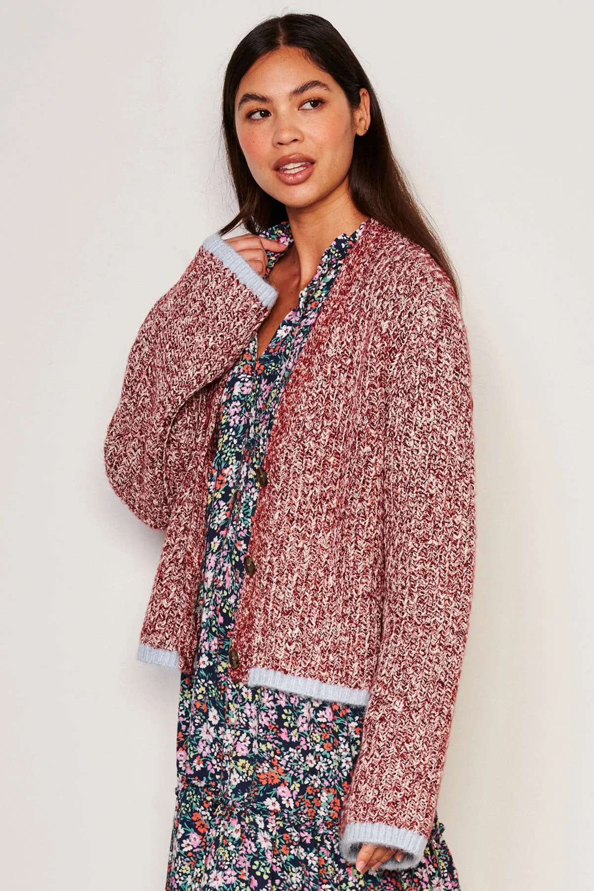 Sundry Cardigan Sweater in Red Rock