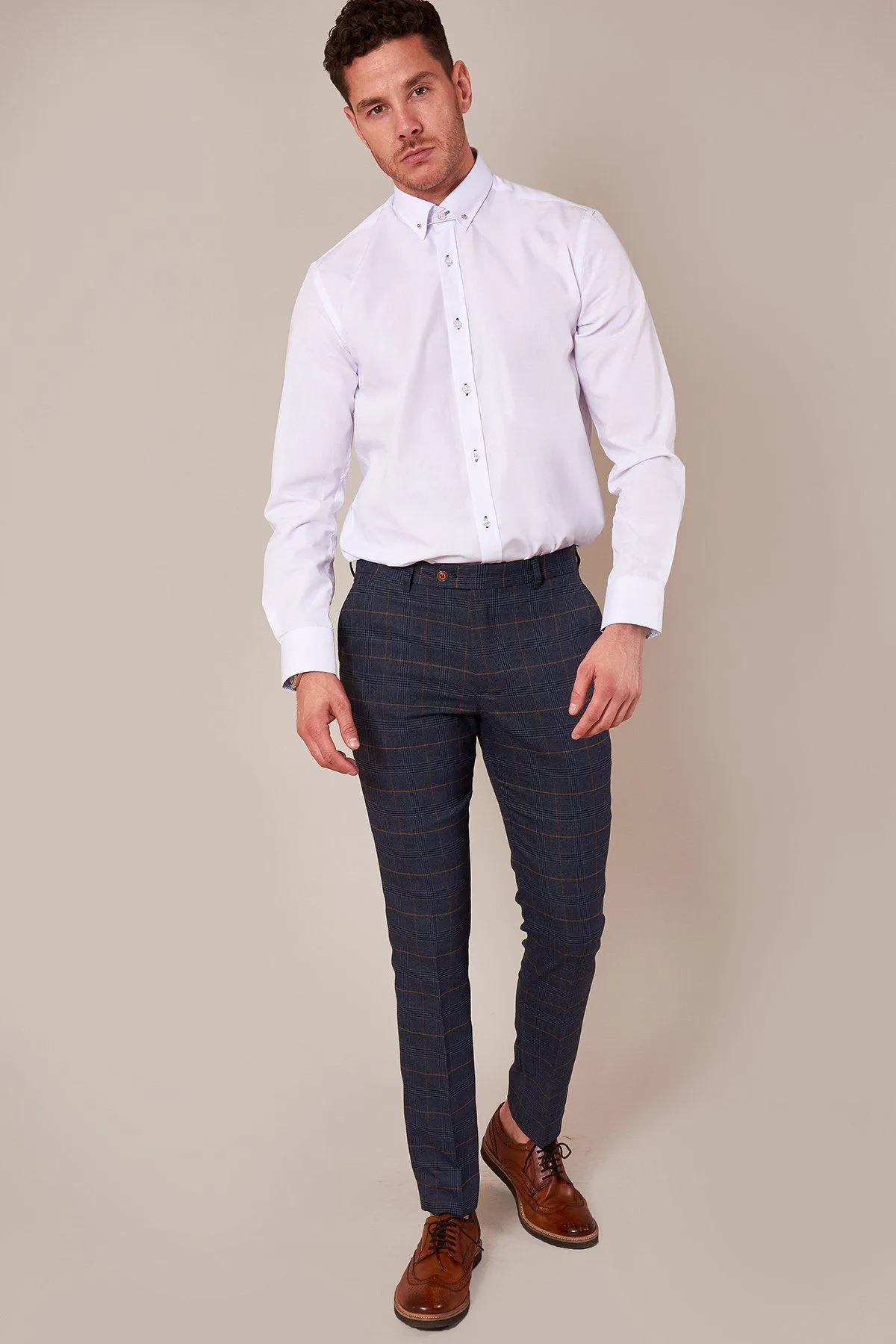 SUTTON - White Shirt With Collar Bar