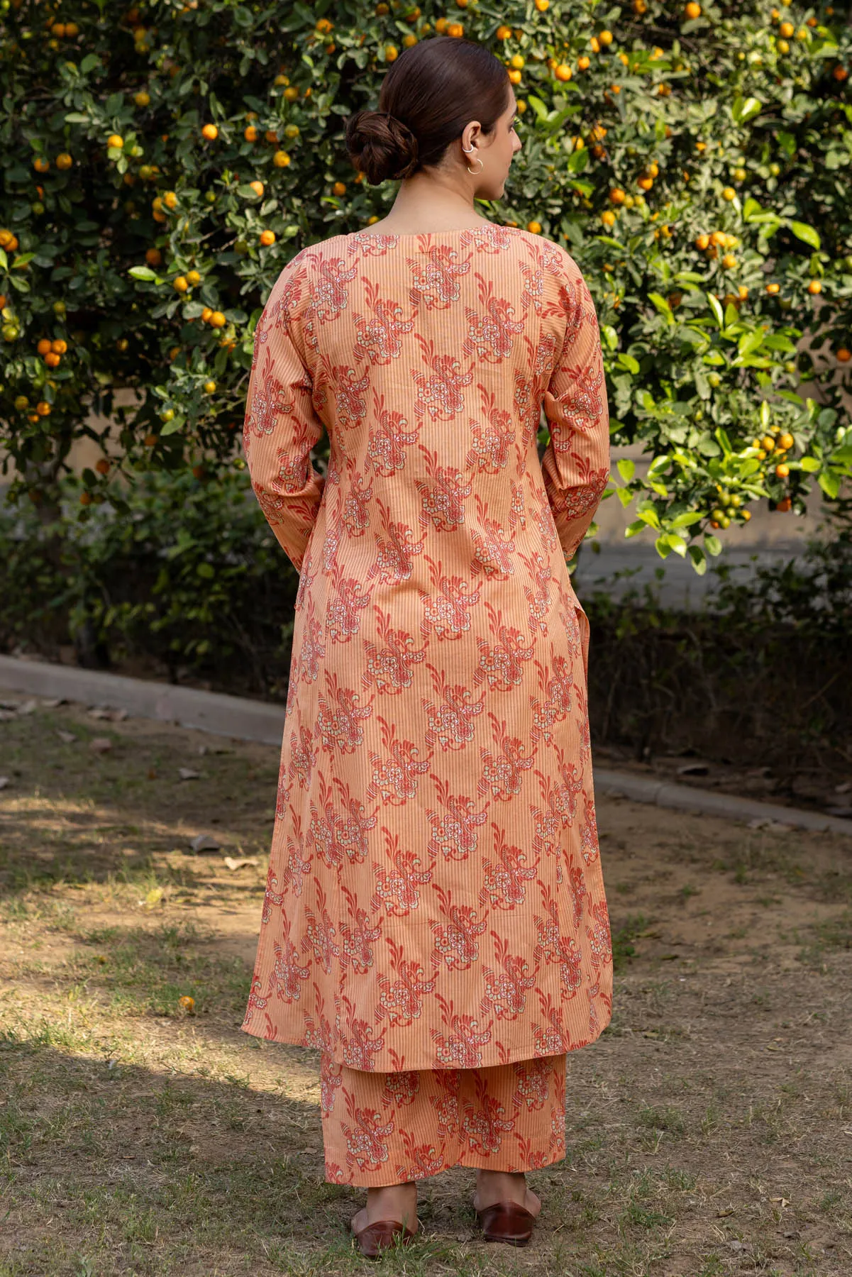 Tangerine Striped Kurta