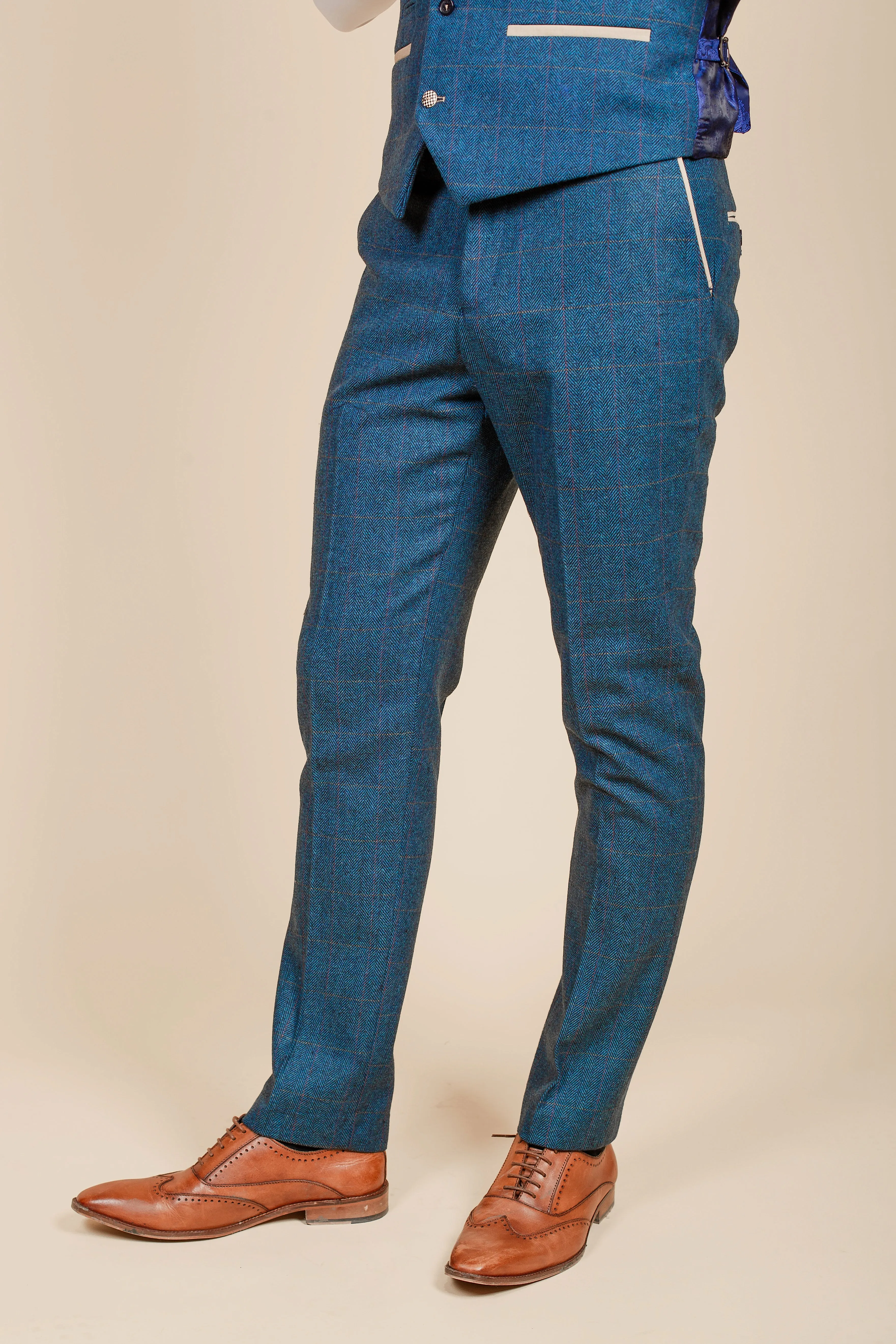 The Everton Collection | Ashley Young In DION Blue Tweed Check Suit