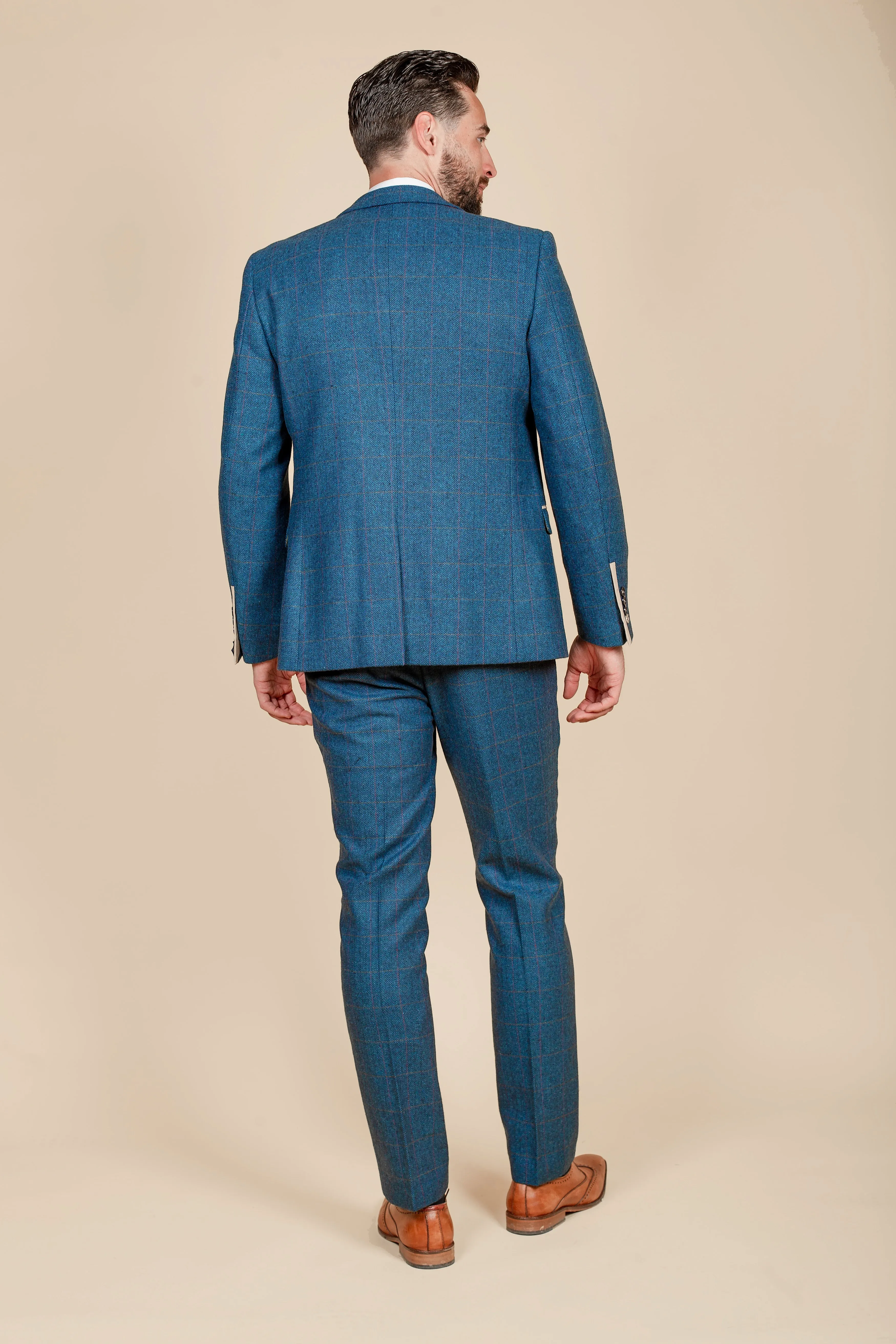 The Everton Collection | Ashley Young In DION Blue Tweed Check Suit