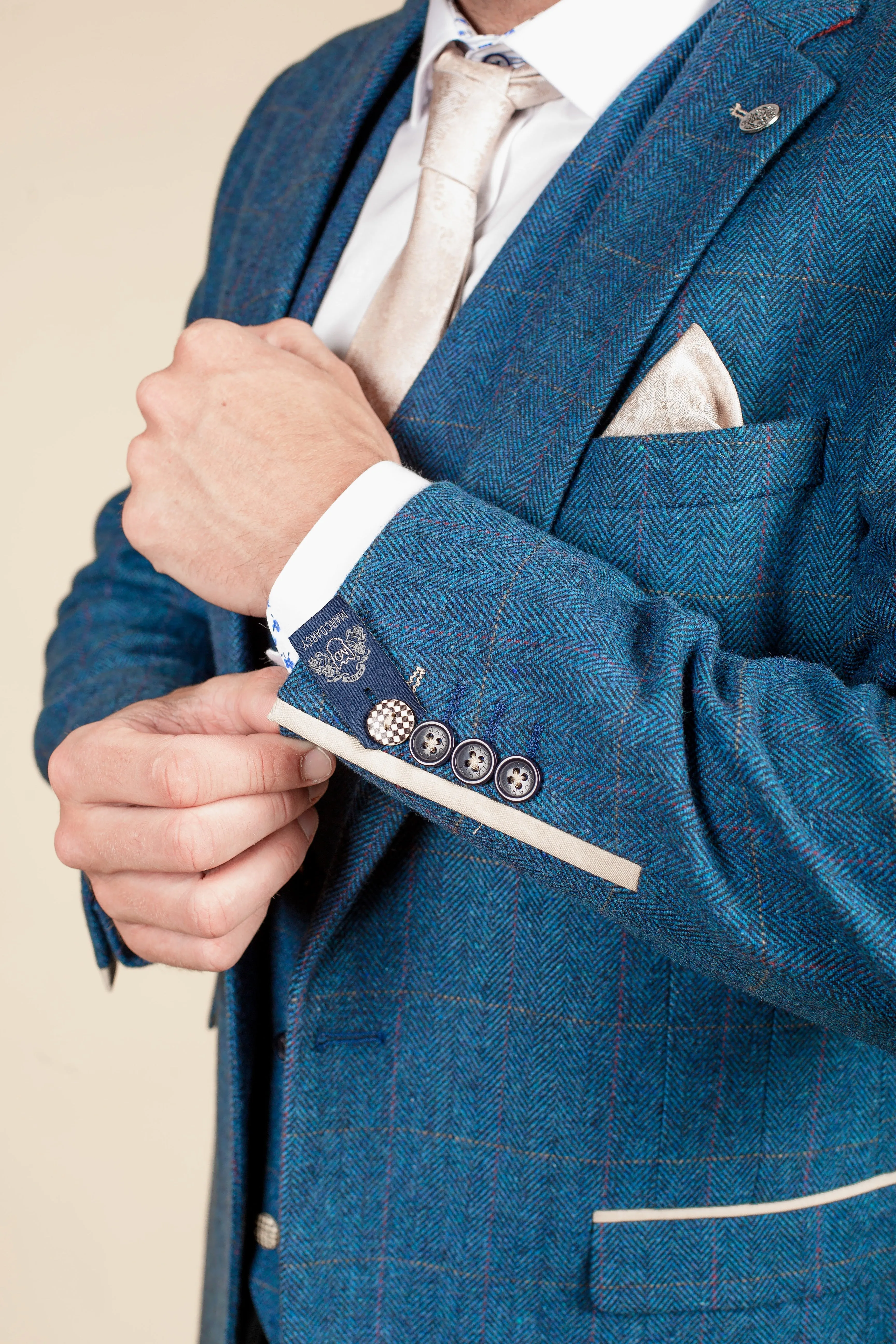 The Everton Collection | Jarrad Branthwaite In DION Blue Tweed Check Suit