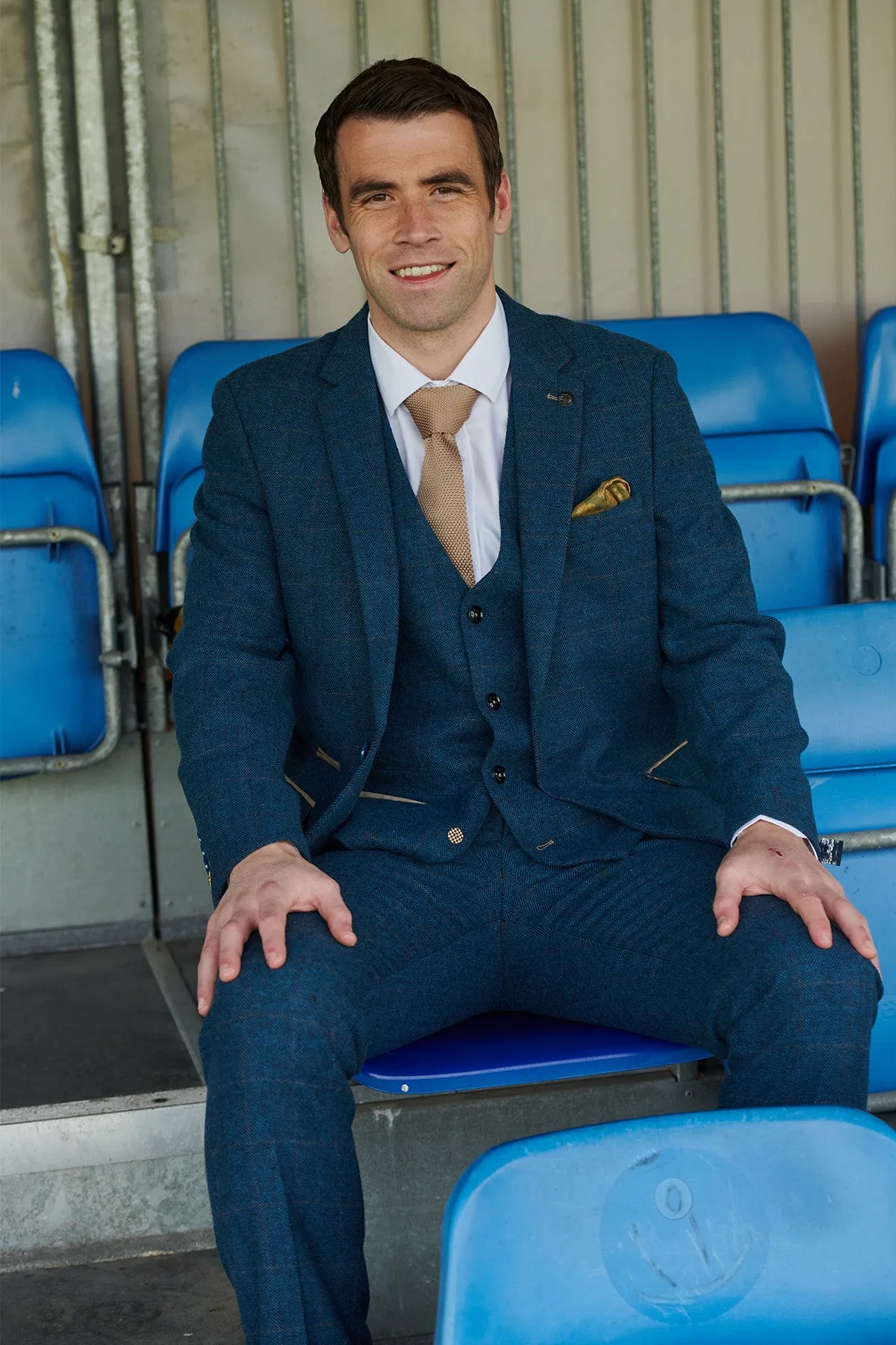 The Everton Collection | Séamus Coleman In DION Blue Tweed Check Suit