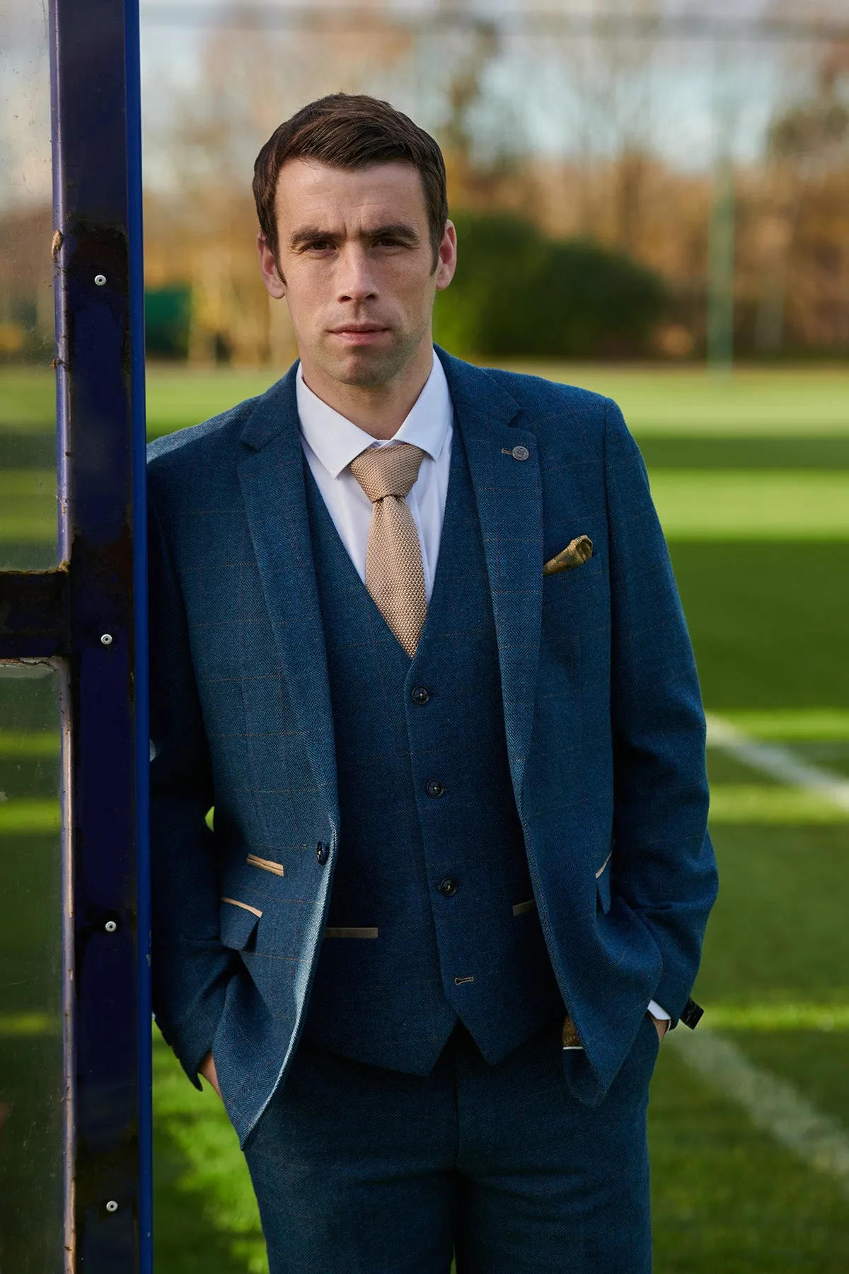 The Everton Collection | Séamus Coleman In DION Blue Tweed Check Suit