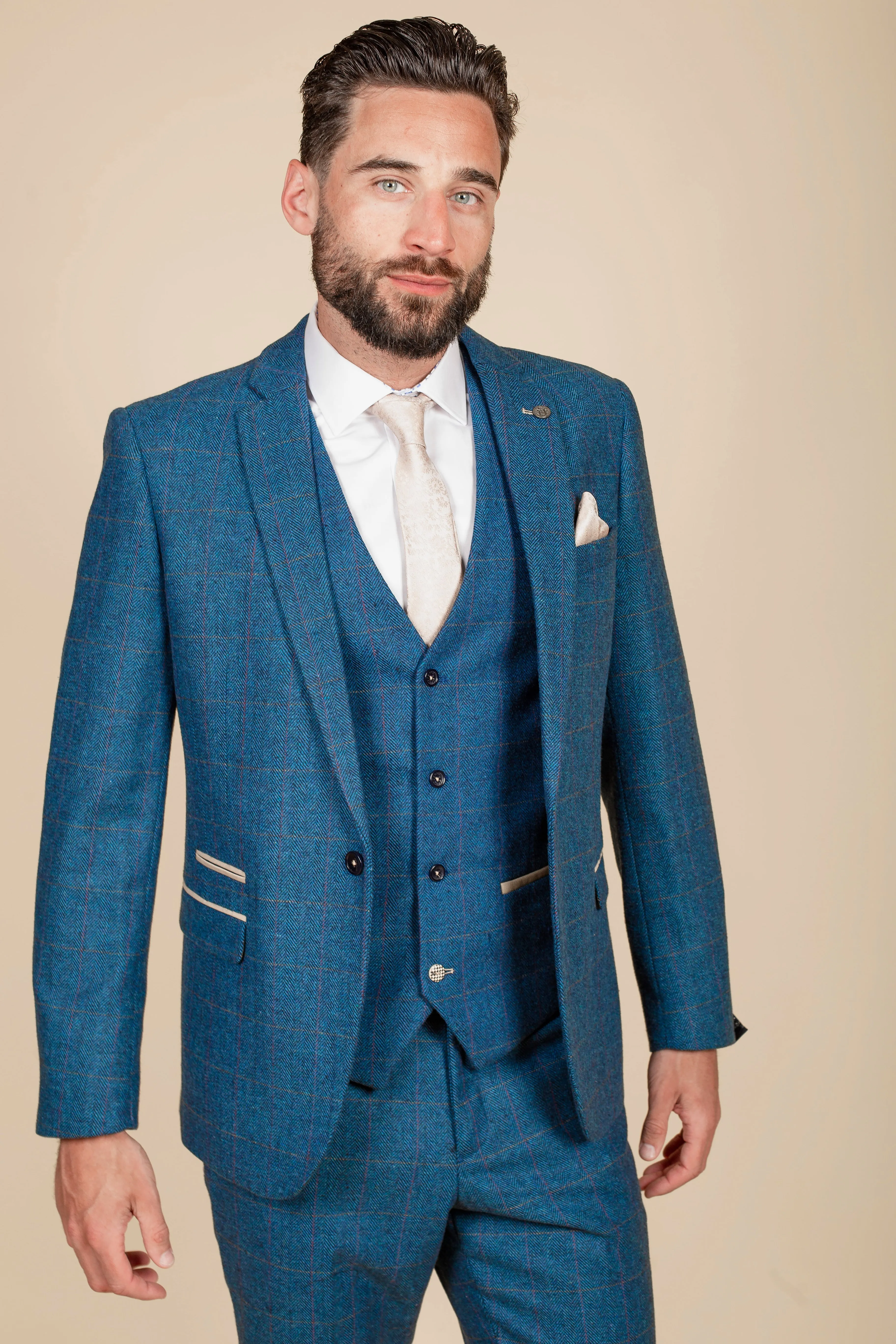 The Everton Collection | Séamus Coleman In DION Blue Tweed Check Suit