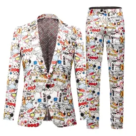 The Pop Art Slim Fit Two-Piece Suit - White