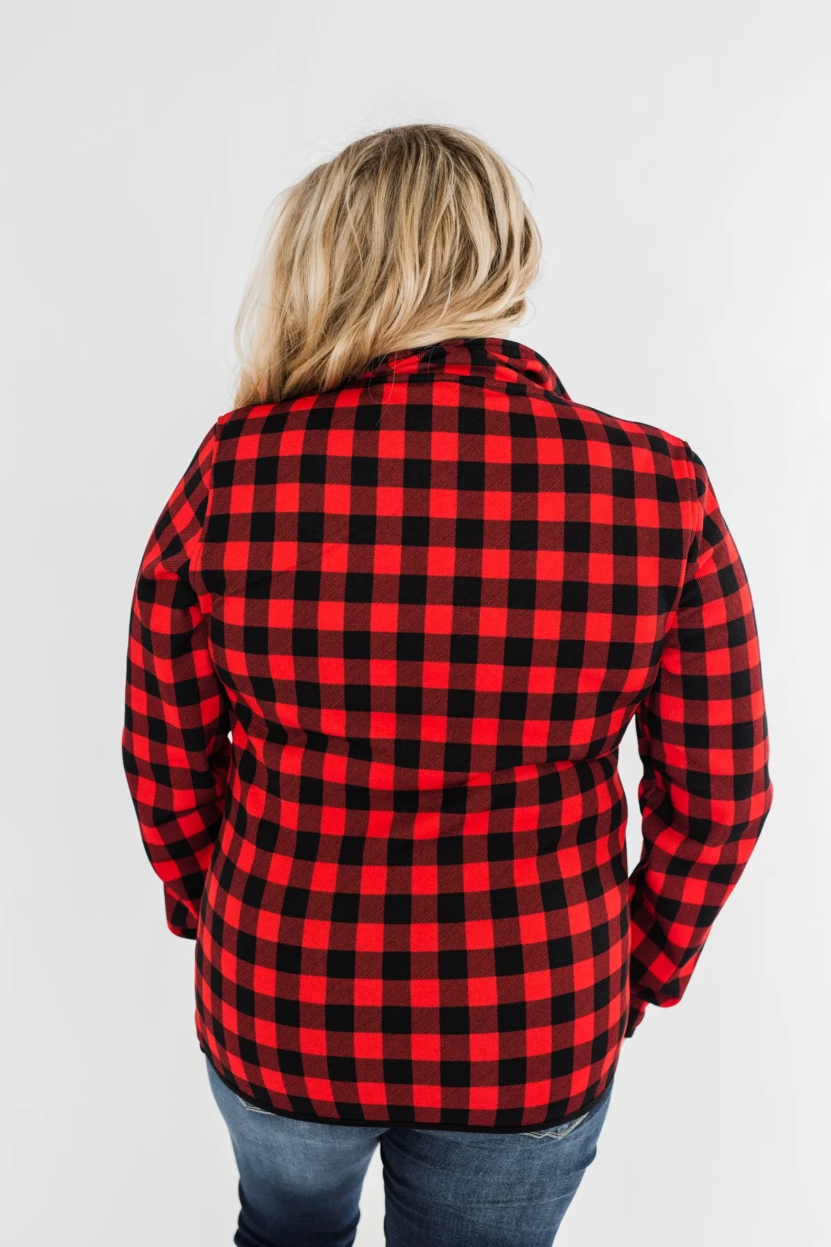 'Tis The Season 1/4 Button Pullover- Buffalo Plaid