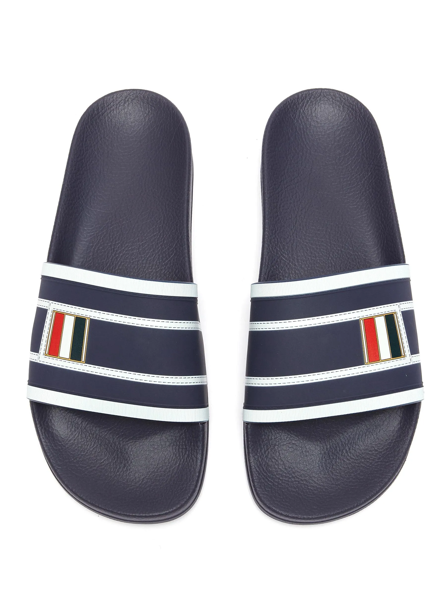 'TROMPE L'OEIL' TRICOLOUR TAB STRIPED POOL SLIDES