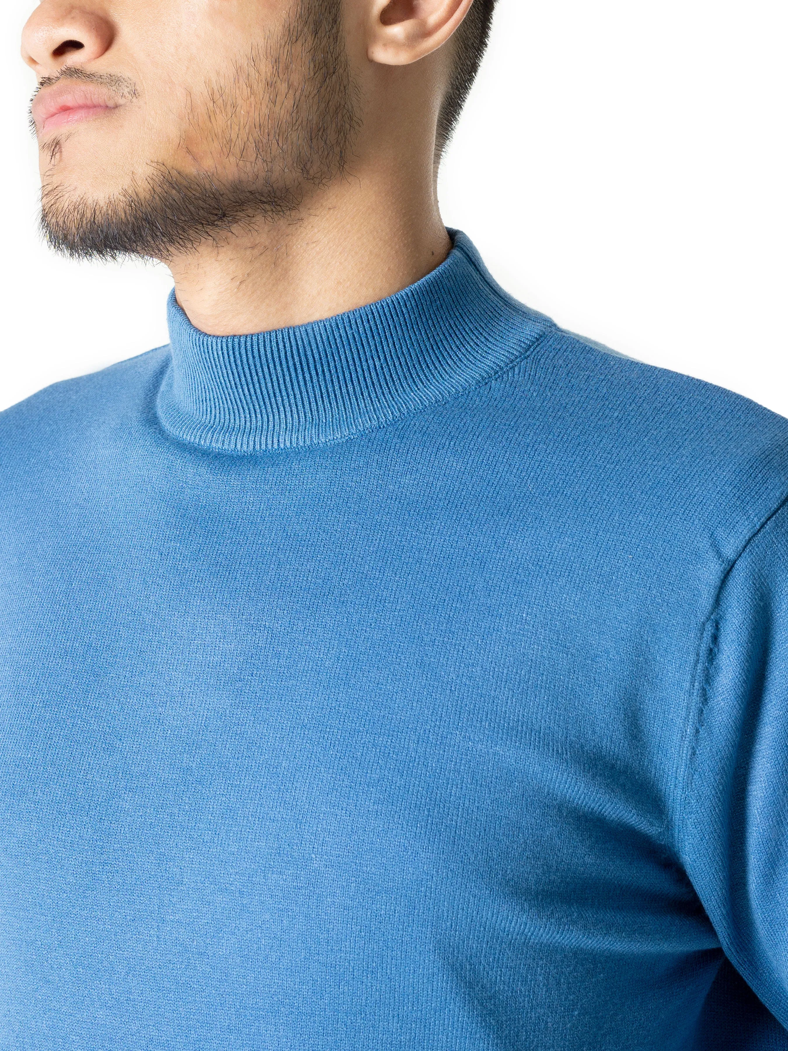 Turtleneck Sweater - Cyan Blue