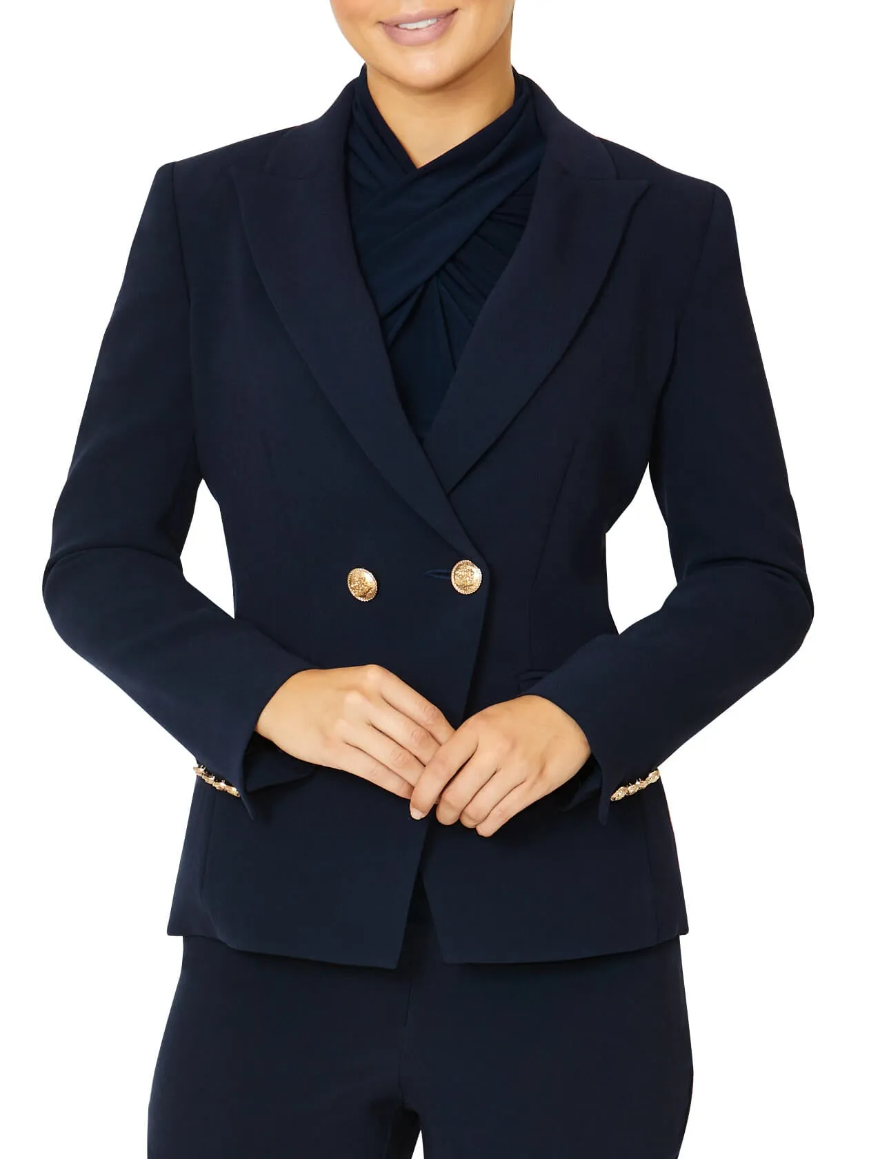 Vanessa Navy Blue Double-Breasted Jacket