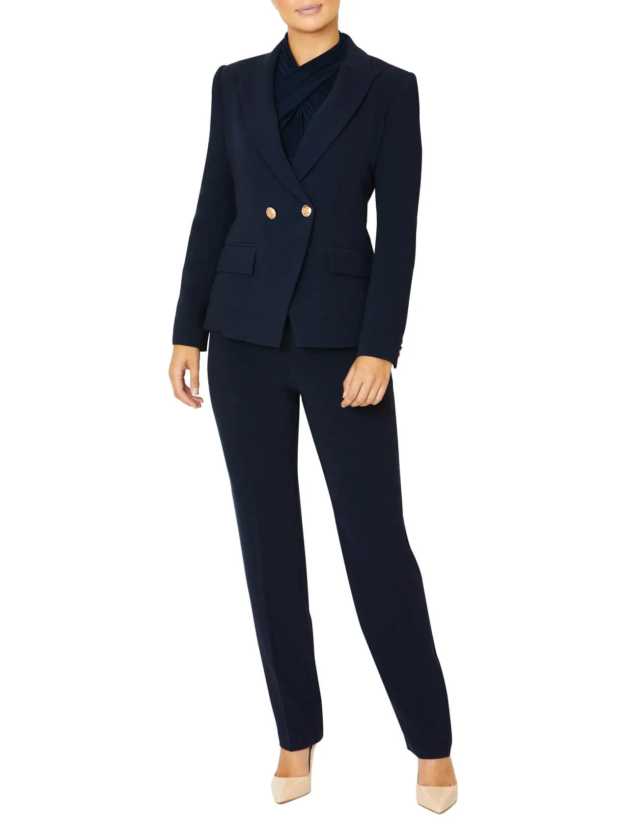 Vanessa Navy Blue Double-Breasted Jacket