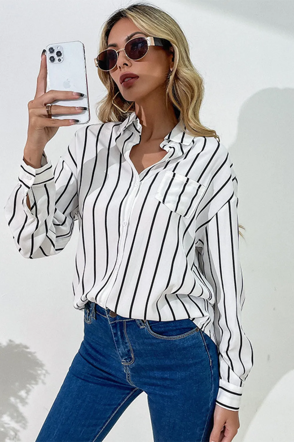 Vertical Stripes Button Down Shirt