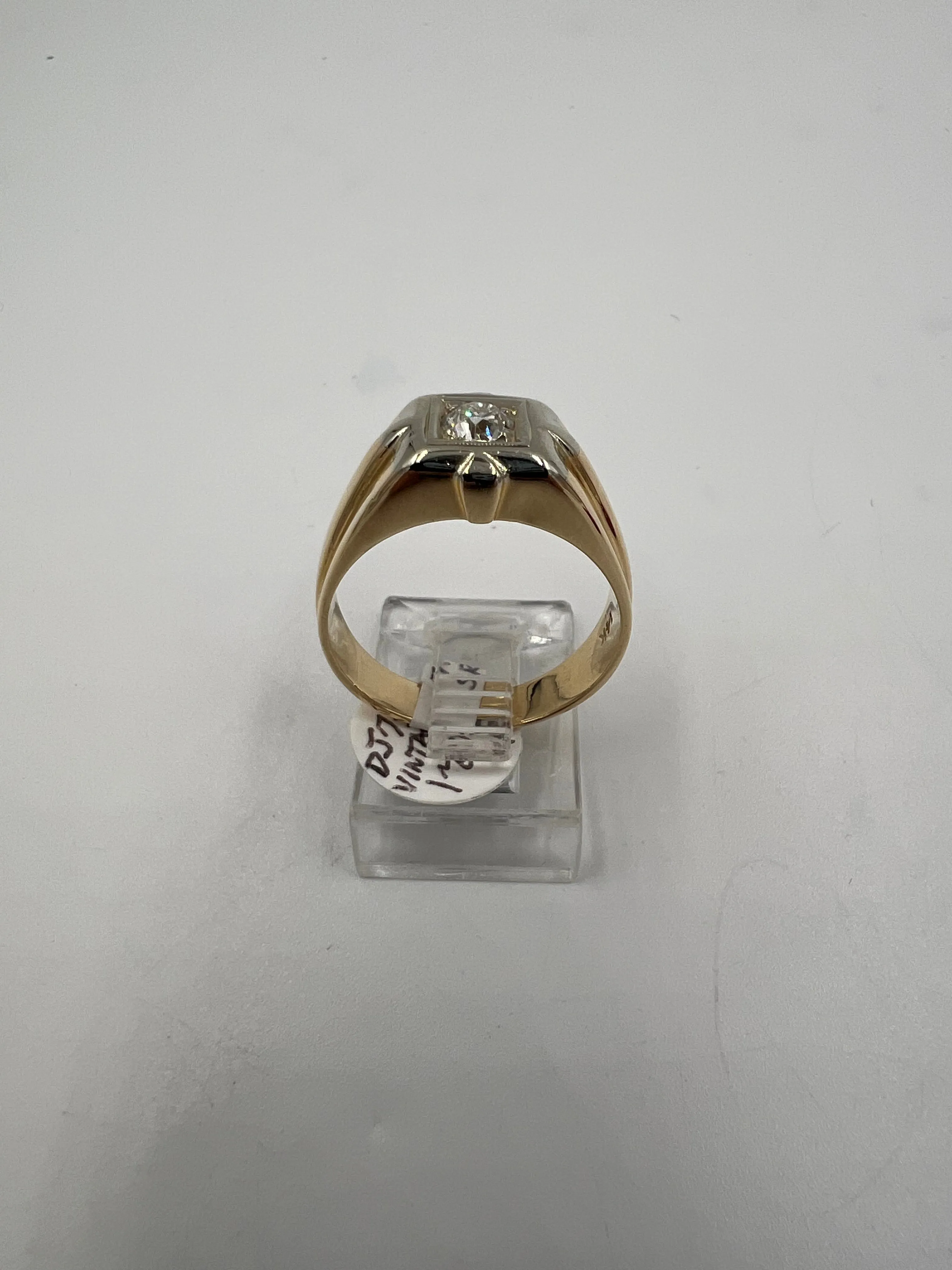 Vintage 1950s Mens Diamond Gold Solitaire Ring