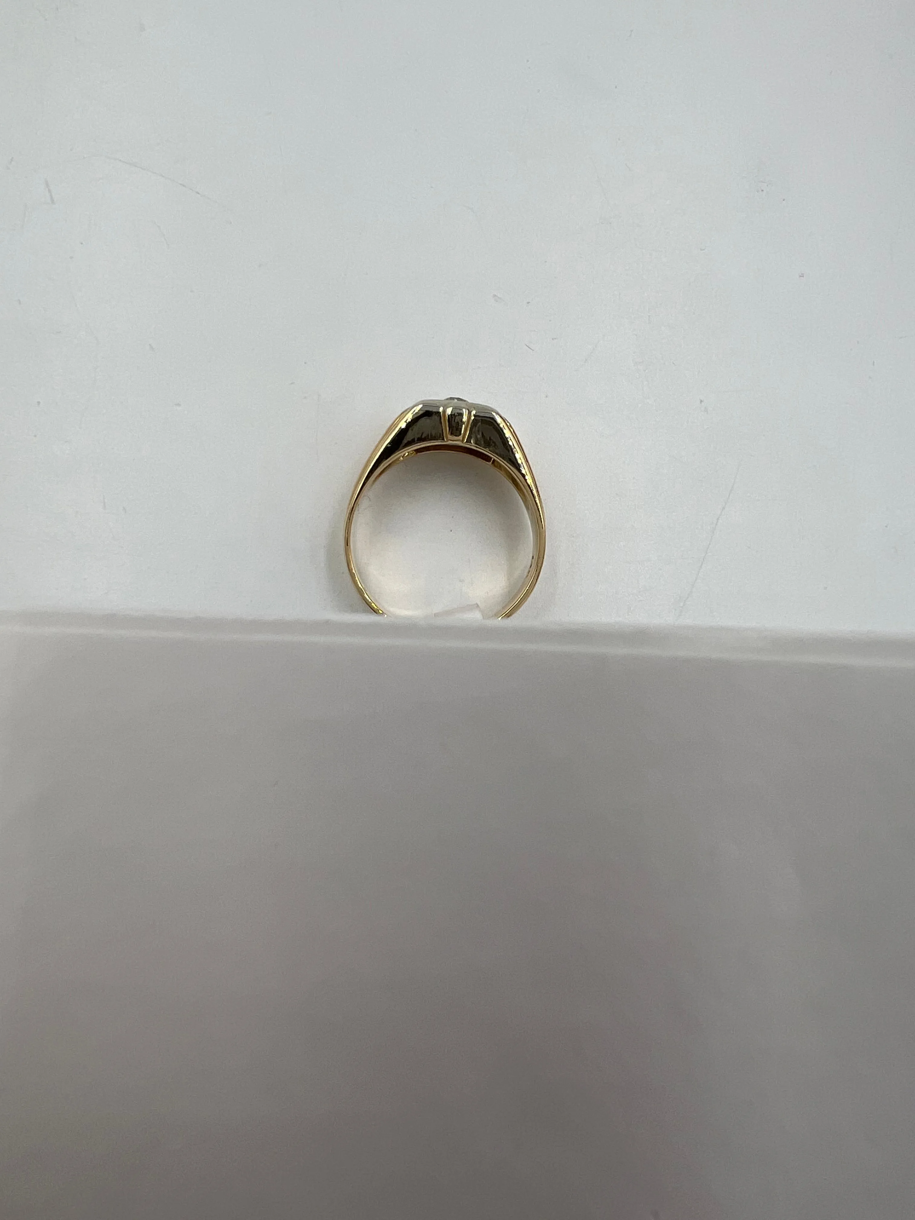 Vintage 1950s Mens Diamond Gold Solitaire Ring