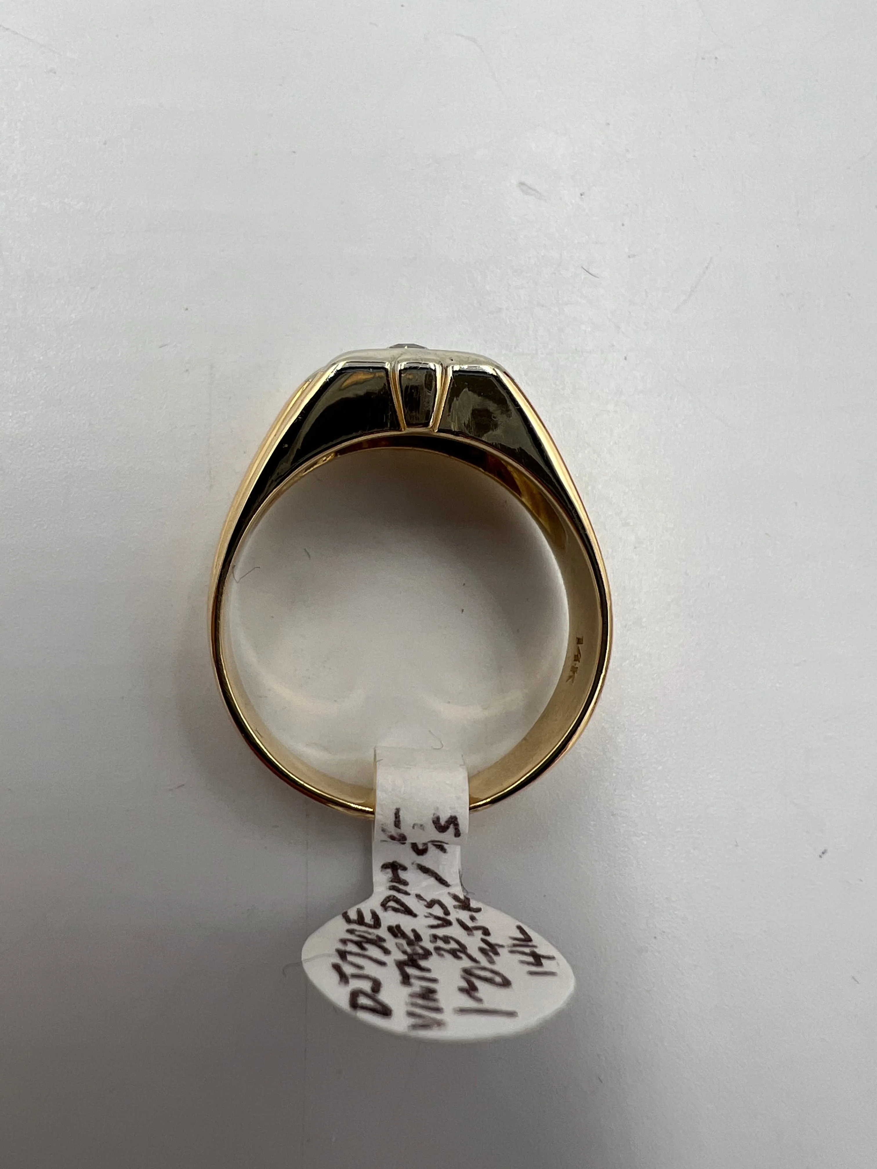 Vintage 1950s Mens Diamond Gold Solitaire Ring