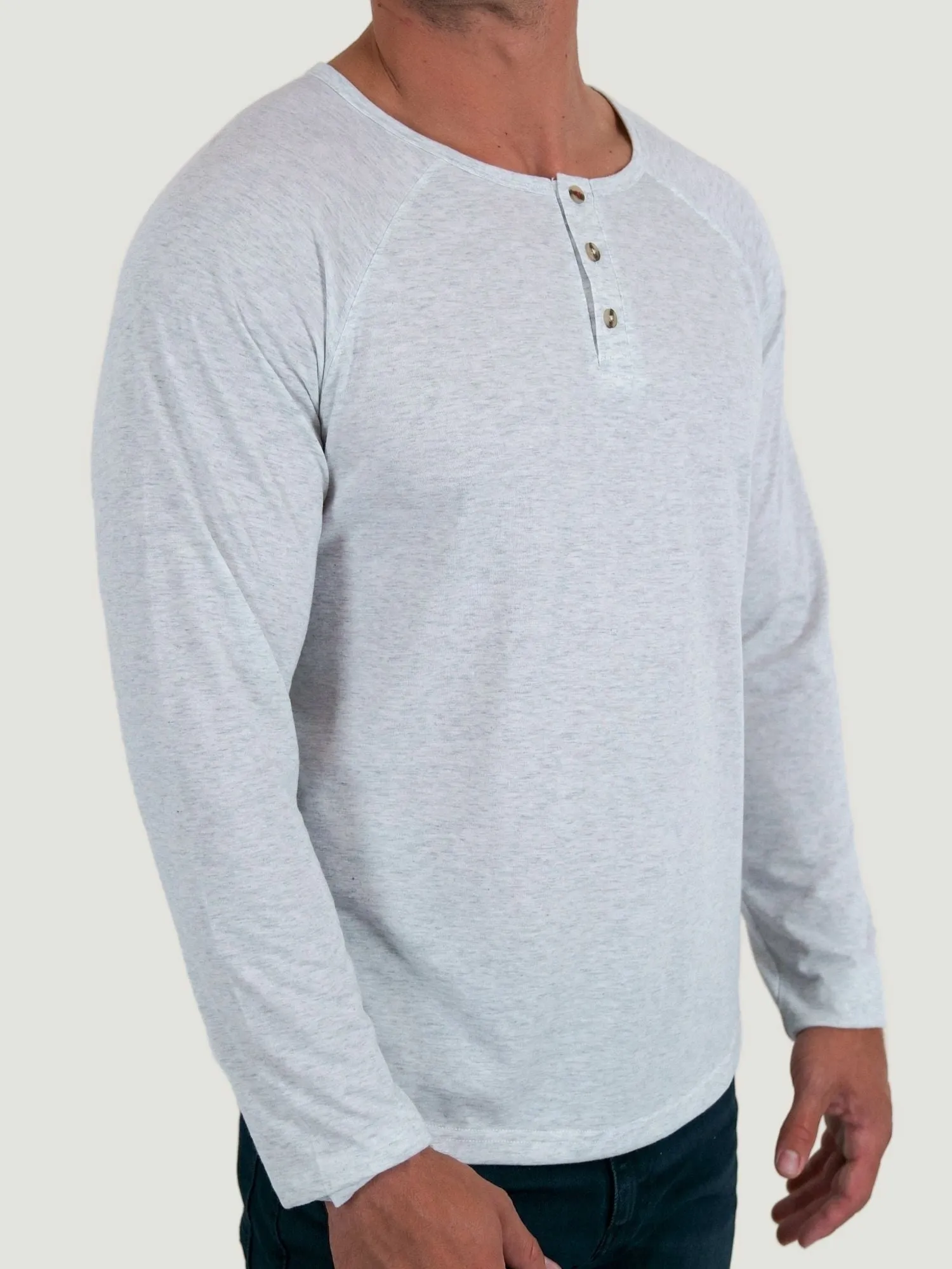 Vintage White Slim Fit Long Sleeve Henley