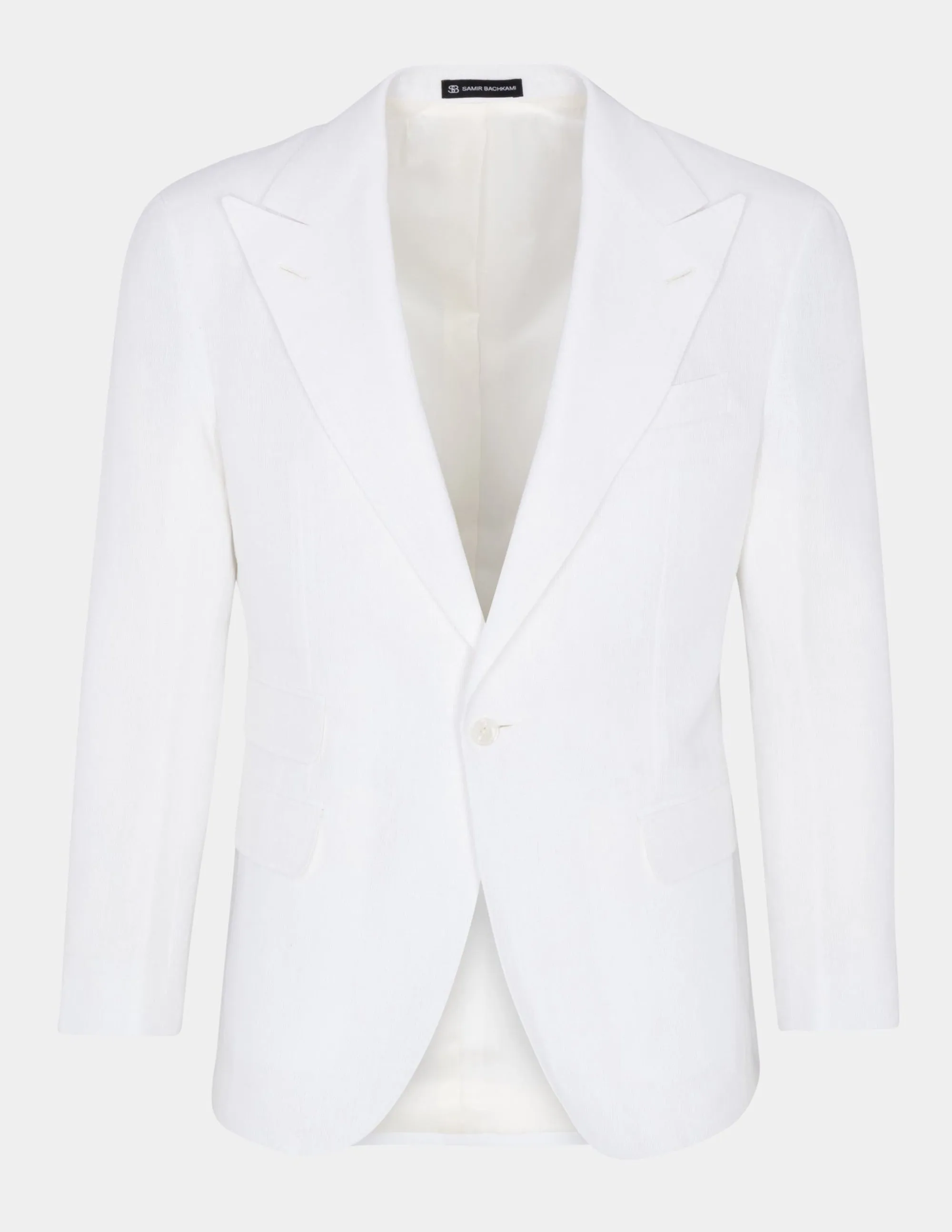 White Linen Single Breasted Peak Suit