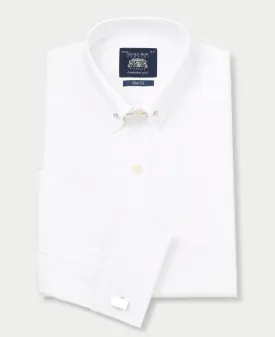 White Poplin Pin Collar Slim Fit Double Cuff Formal Shirt