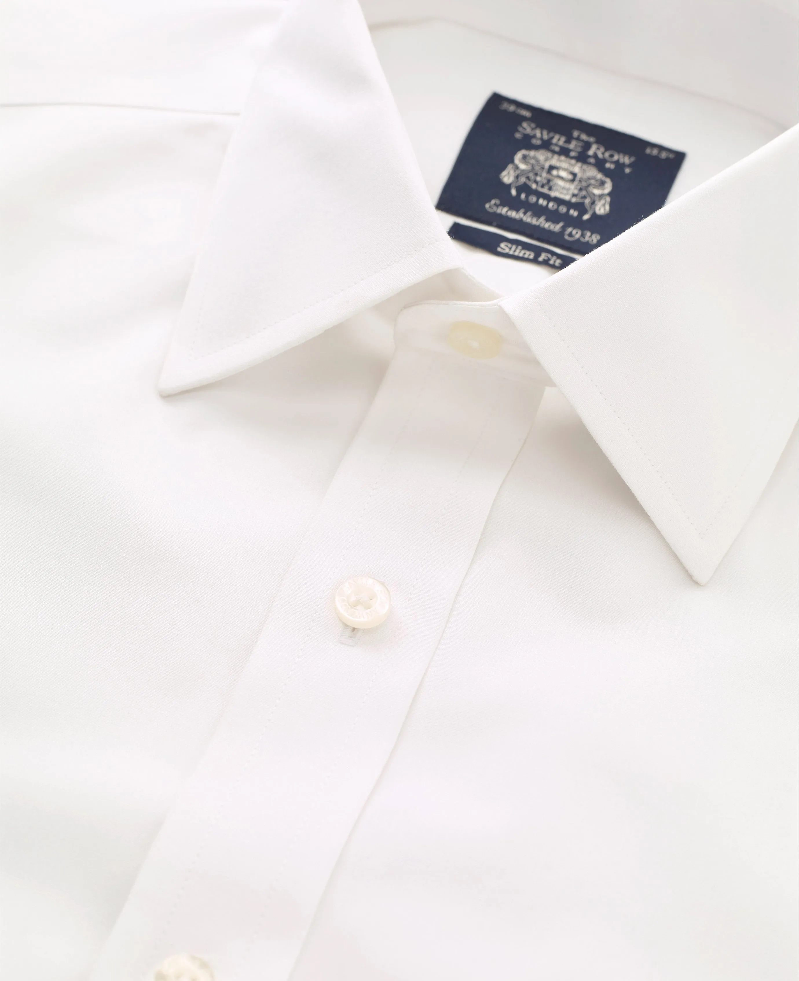 White Poplin Slim Fit Non-Iron Shirt - Double Cuff