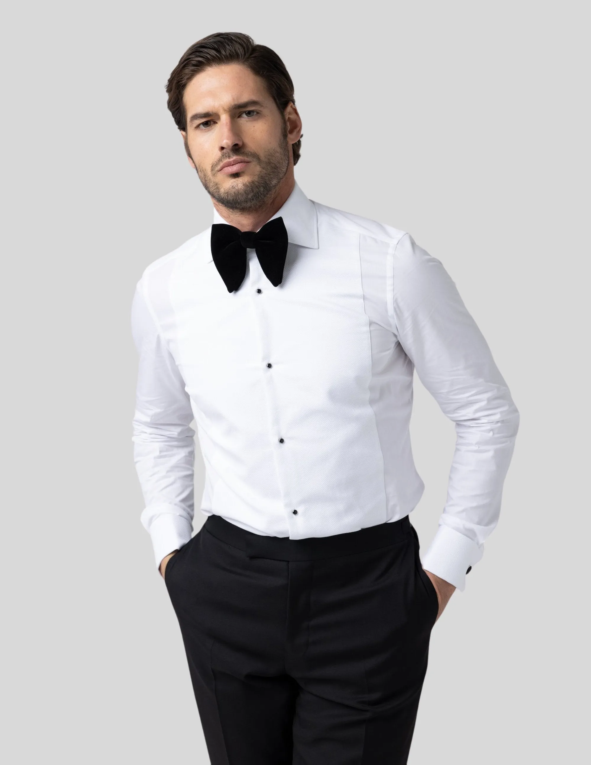 White Slim fit Tuxedo Shirt