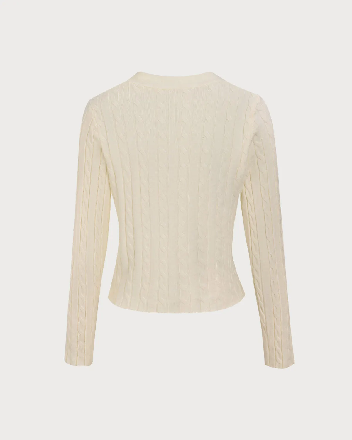 Women's Beige Ribbed Knit Single-breasted Cardigan