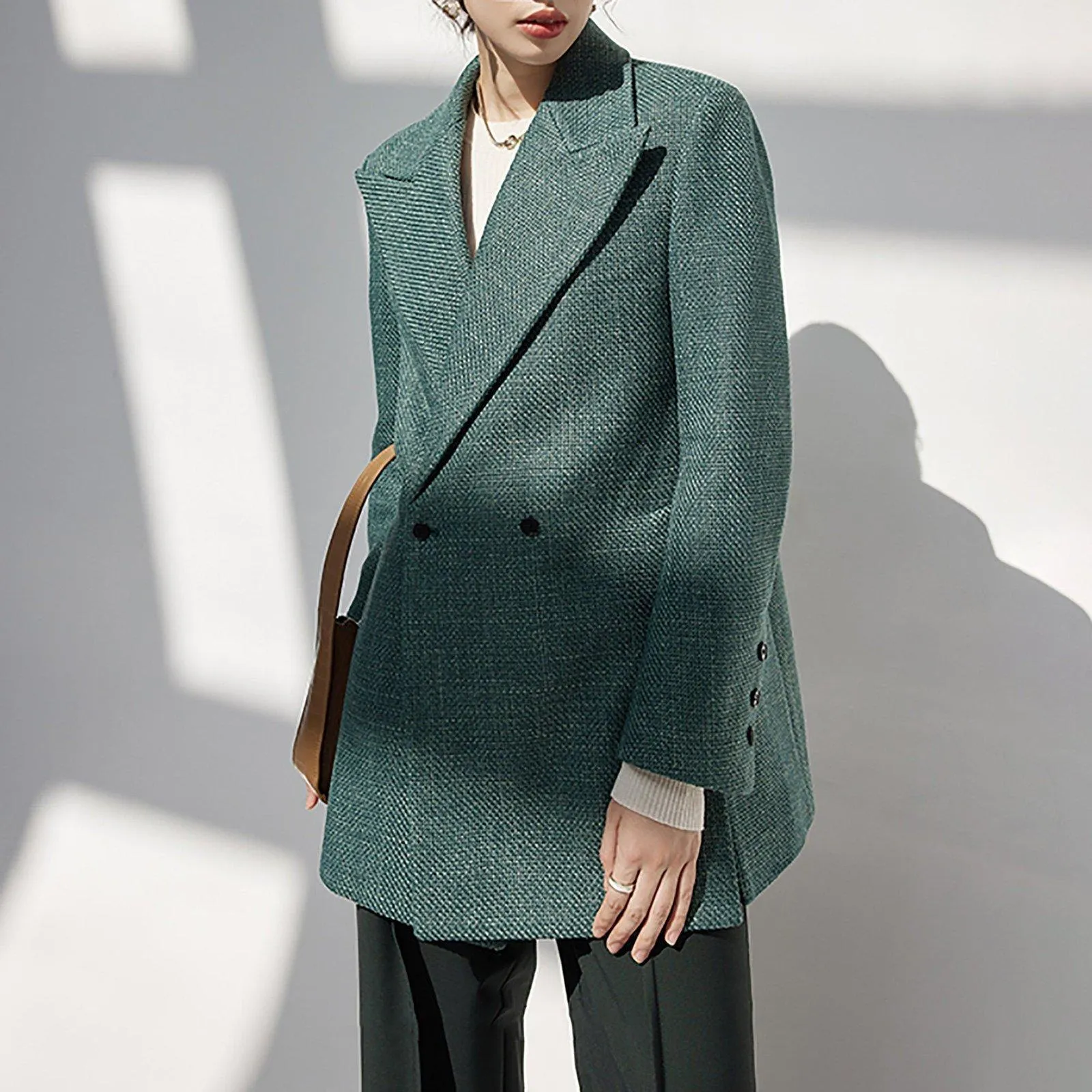 Women's Blazer Coat,Green Suit Women,Oversize Blazer,Green Blazer Women,Loose Suit Jacket,Double Breasted Suit Coat,Wedding Guest Suit women